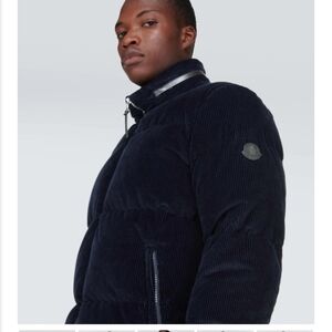 Moncler's Besbre Down Jacket Size 3 Navy Cotton Corduroy